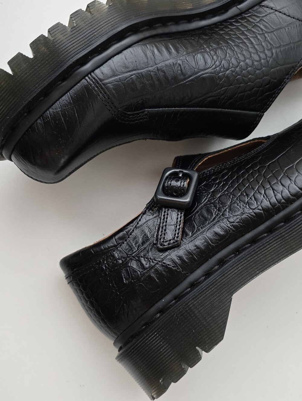 Dr. Martens Rejena Croc Emboss Leather Bex Mary Jane Black Size 9 NWOT - Picture 7 of 17
